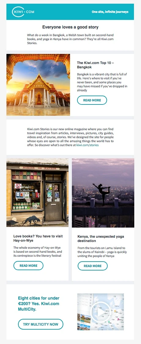 newsletters para incrementar las conversiones: Kiwi